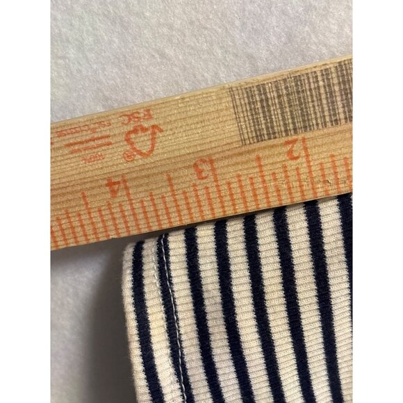 Zara Trafaluc Striped Ribbed Crop Top Navy & White Short Sleeve Scoop Neck S - Picture 5 of 7